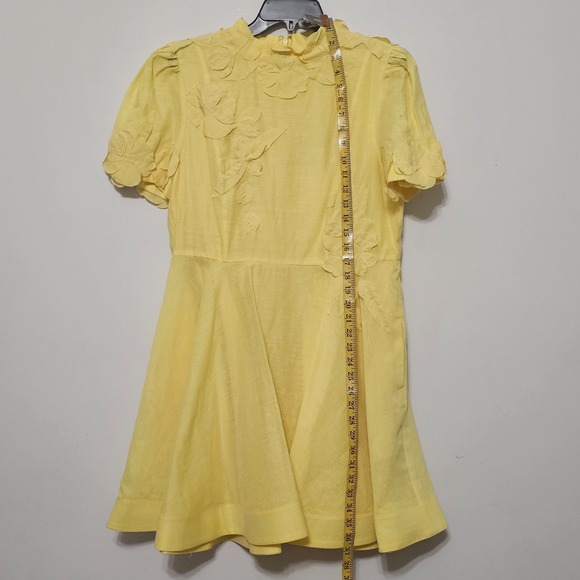 Antonio Melanie Women's Dress 12 Yellow Mock Neck Short Sleeves Knee-Length 0666 - Picture 5 of 15